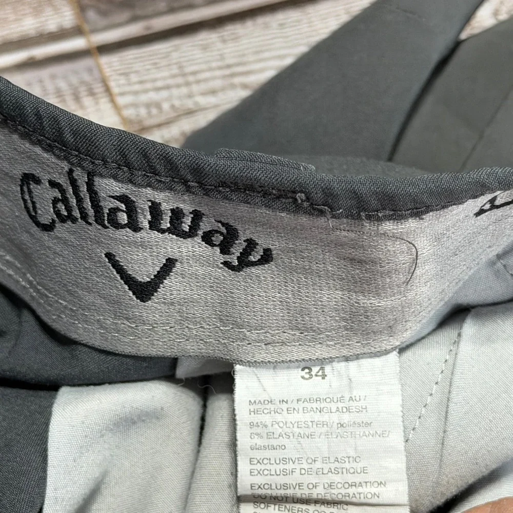 Callaway Mens Golf Shorts Gray Flat Front Chino Stretch Size 34‎